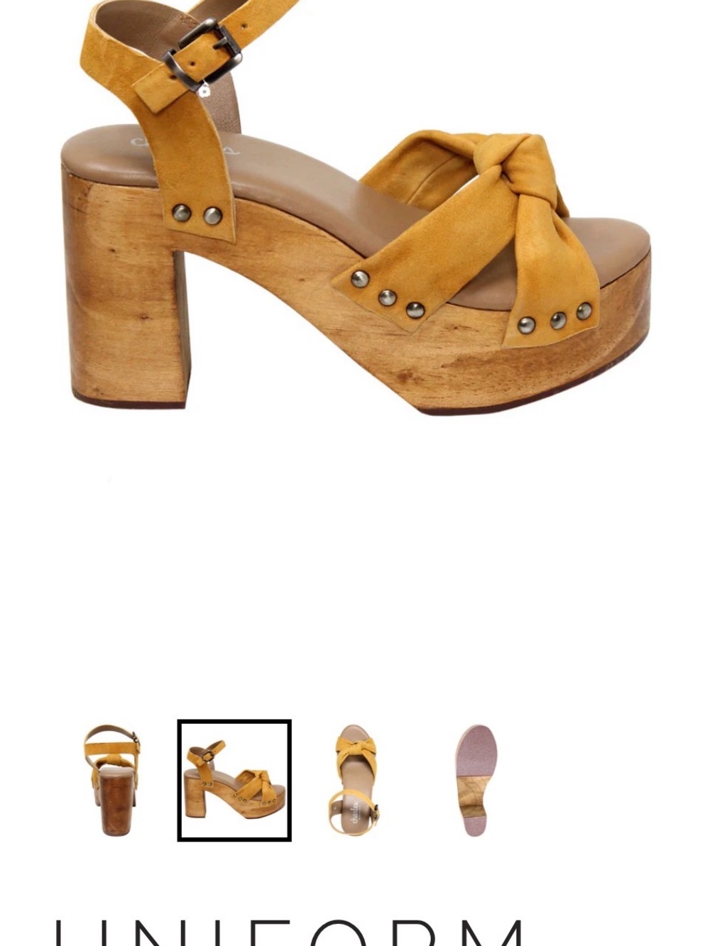 Charles David Mustard Knotted Suede Platform Sandal